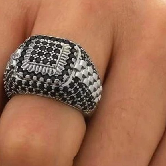 Other - 466  Glamorous Rhinestone Decor Ring For Men Copper Jewelry